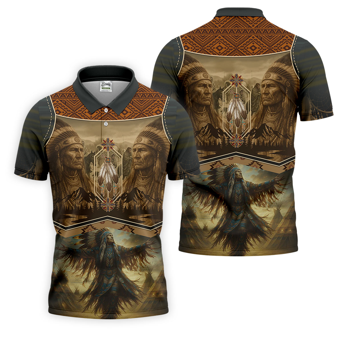 Spirit of the Ancestors Golf Tops For Men, Native American Ancestry Polo Shirtor Men, Indigenous Peoples Month