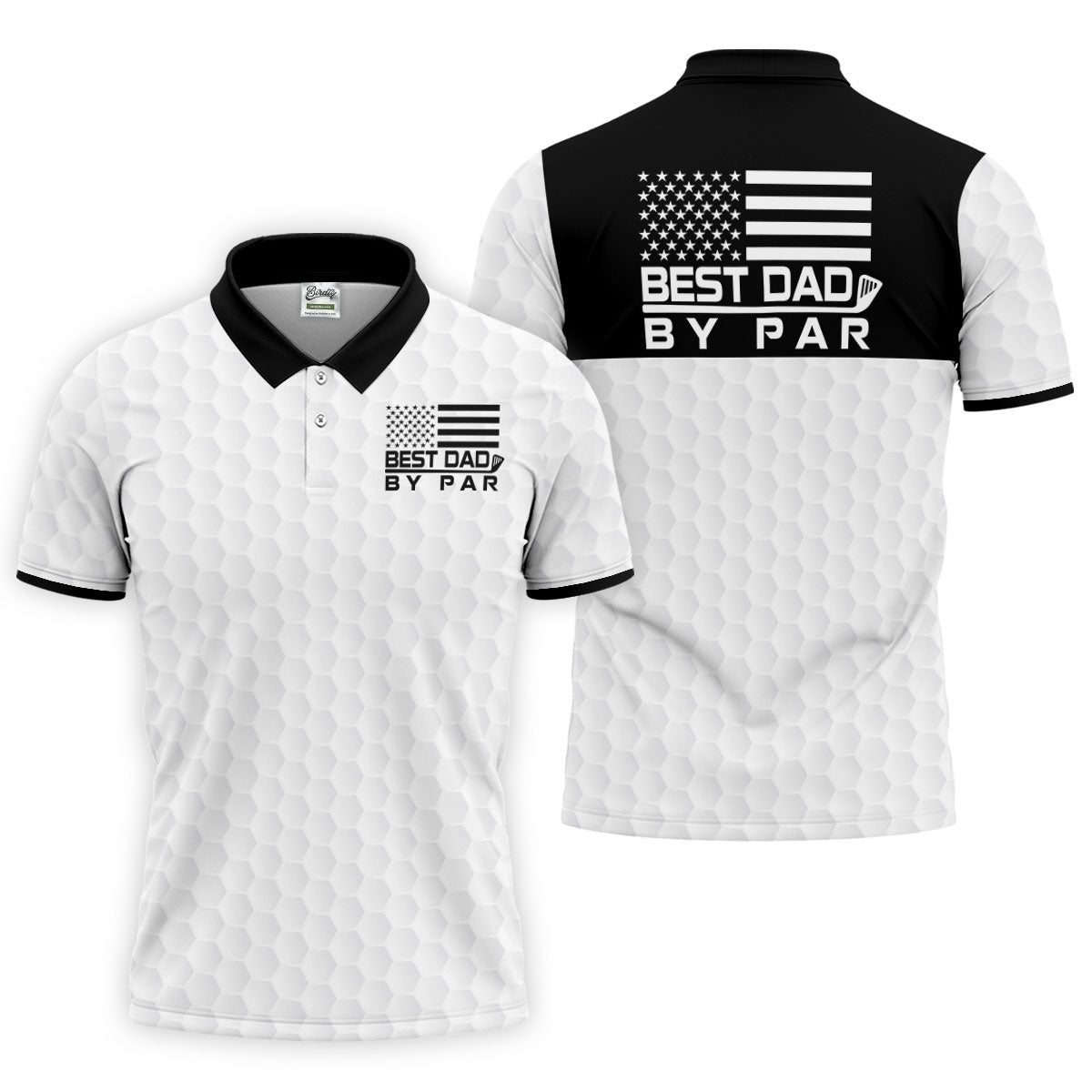 Best Dad By Par Golf Ball Pattern US Flag Print Father's Day Golf Shirt, Golf Gift For Dad