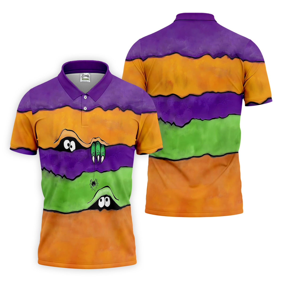Funny Halloween Peeping Eyes Polo ShirtFor Men, Golf Tops For Men, Halloween Golf Shirt