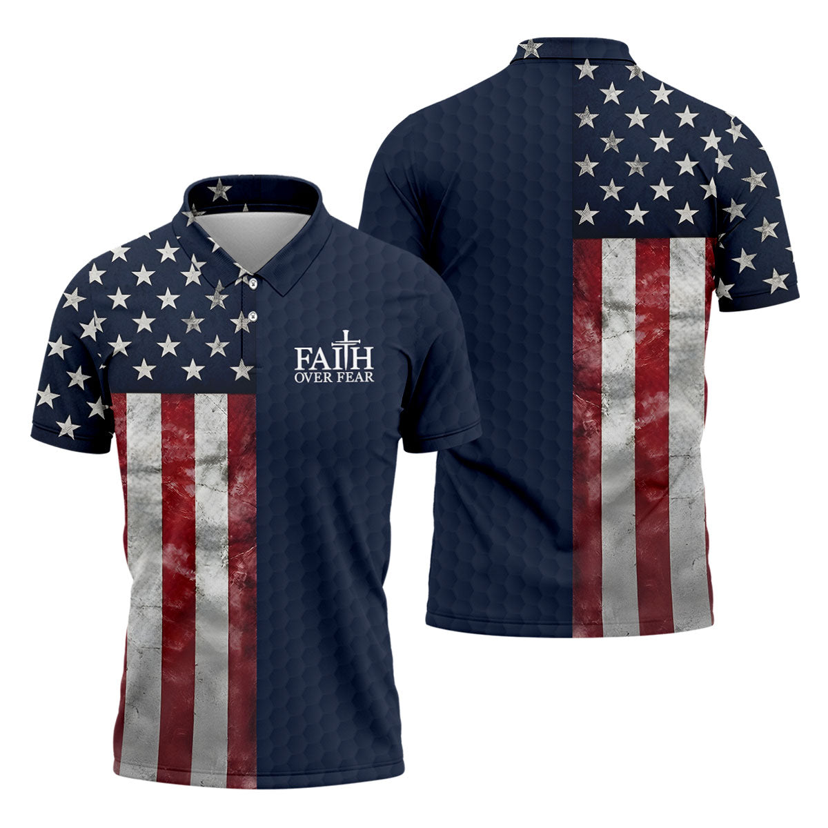 Faith Over Fear Patriotic Golf Shirt, 4th Of July Golf Shirt, 250 Celebration Golf Shirts For Men