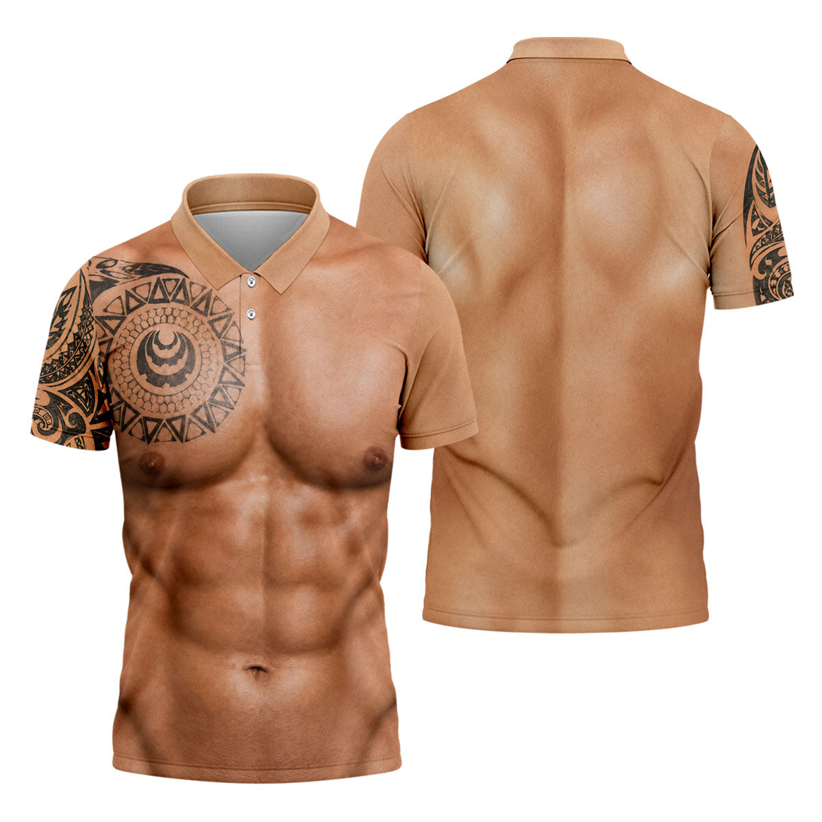 Funny Muscle Body Tattoo Print Golf Shirt, Funny Golf Shirt, Men's Golf Shirt, Polo Shirts For Men