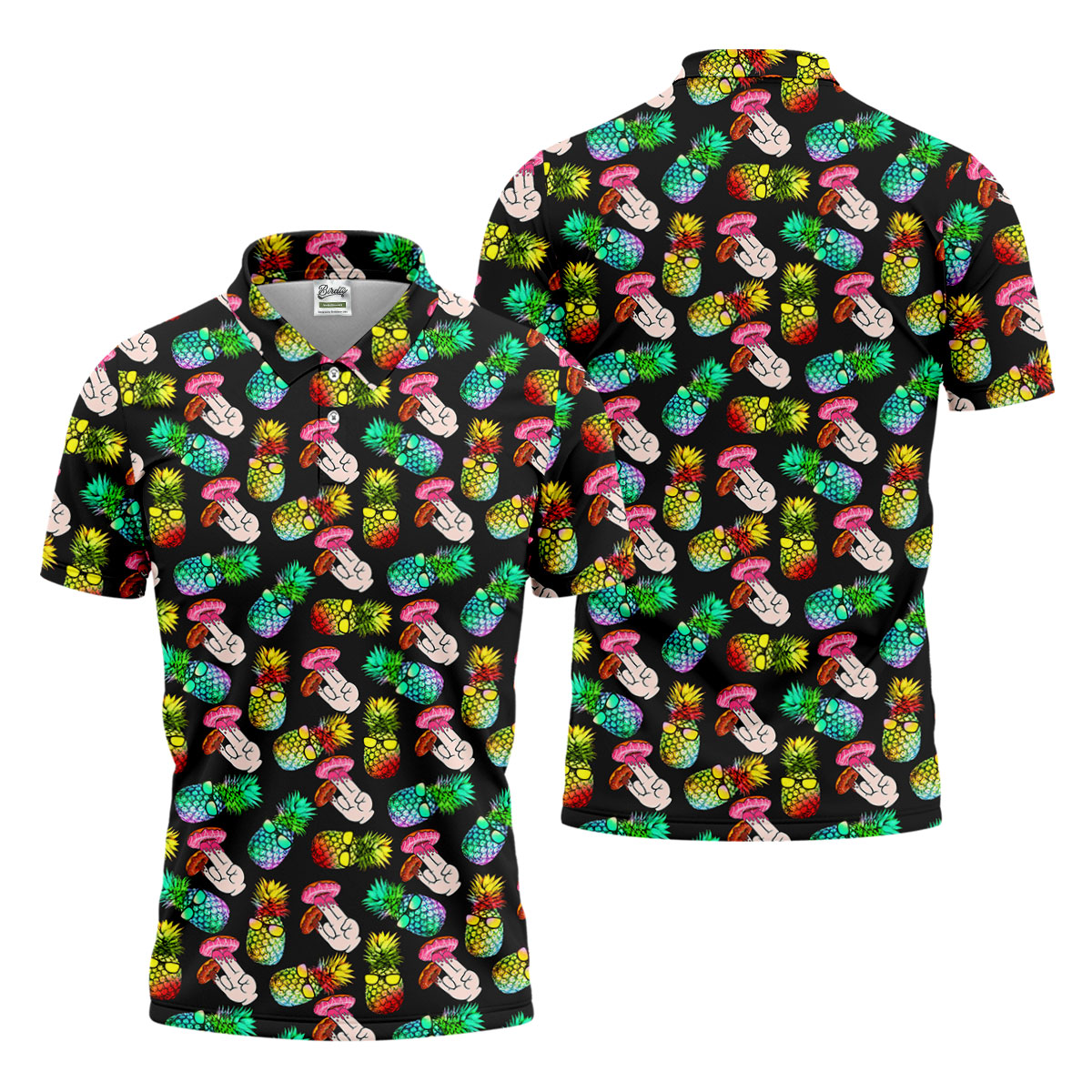 Pineapples Donut Finger Adult Humor Fun Golf Shirts For Men, Golf Polo For Men, Funny Golf Outfits