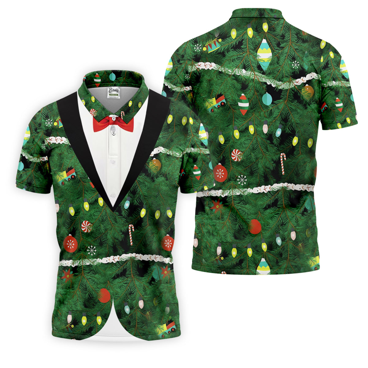 Christmas Tree Needles Green Festive Men's Golf Polo Shirt Christmas Golf Shirt, Golf Gift For Men