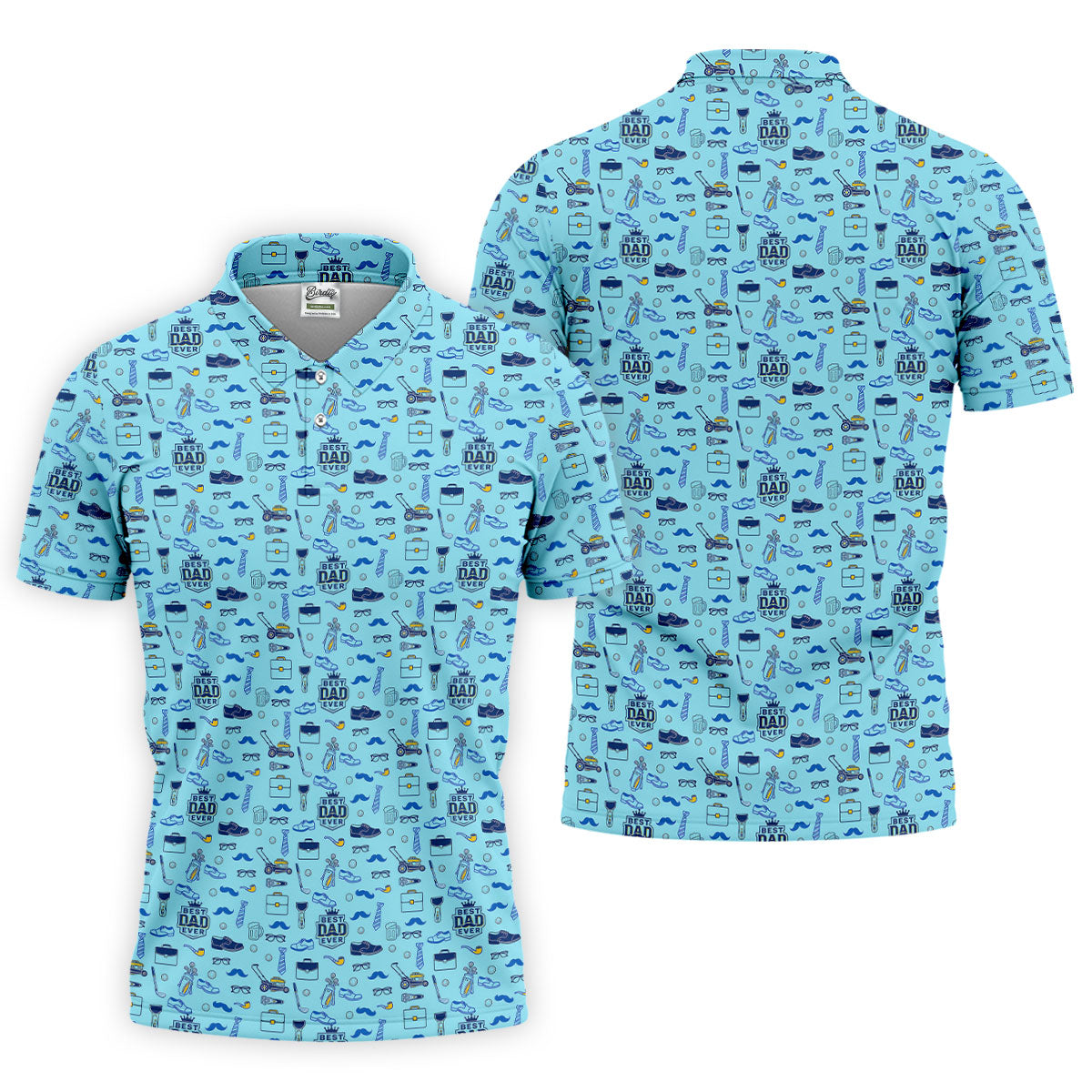 Best Dad Ever Dad Life Doodle Pattern Father's Day Golf Shirt, Golf Gift For Dad