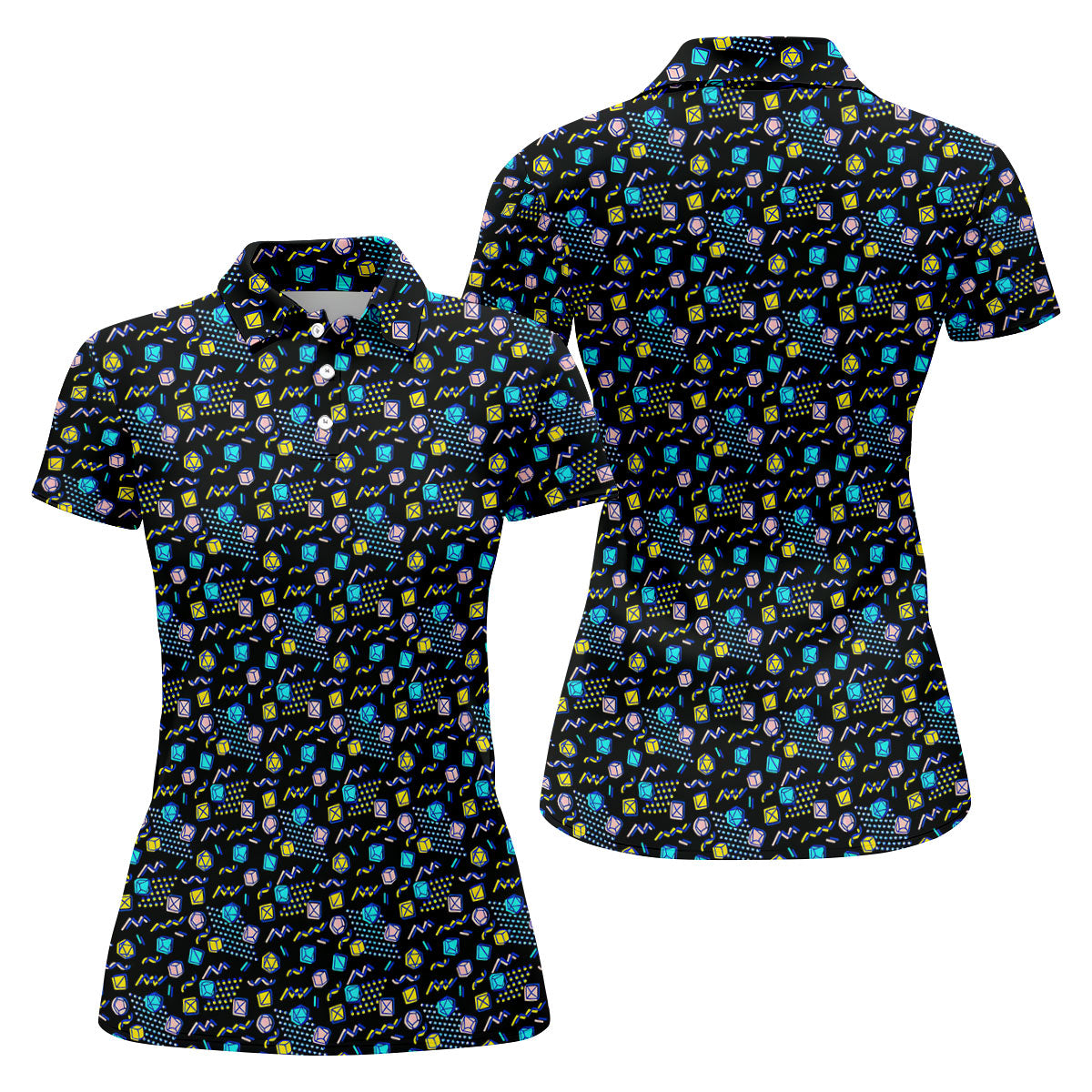 90s Dice Memphis Style Black Golf Shirt, Cute Golf Shirt, Women's Polo Shirt, Ladies Golf Shirts