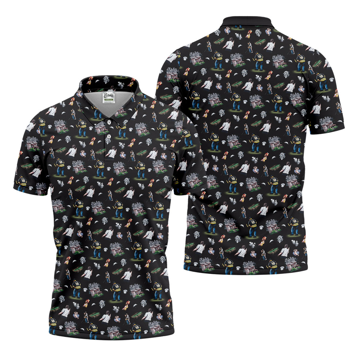 30th Anniversary Sport Movie Character Iconic Moments Black Golf Shirt, Men's Funny Golf Shirts, Golf Shirts For Men