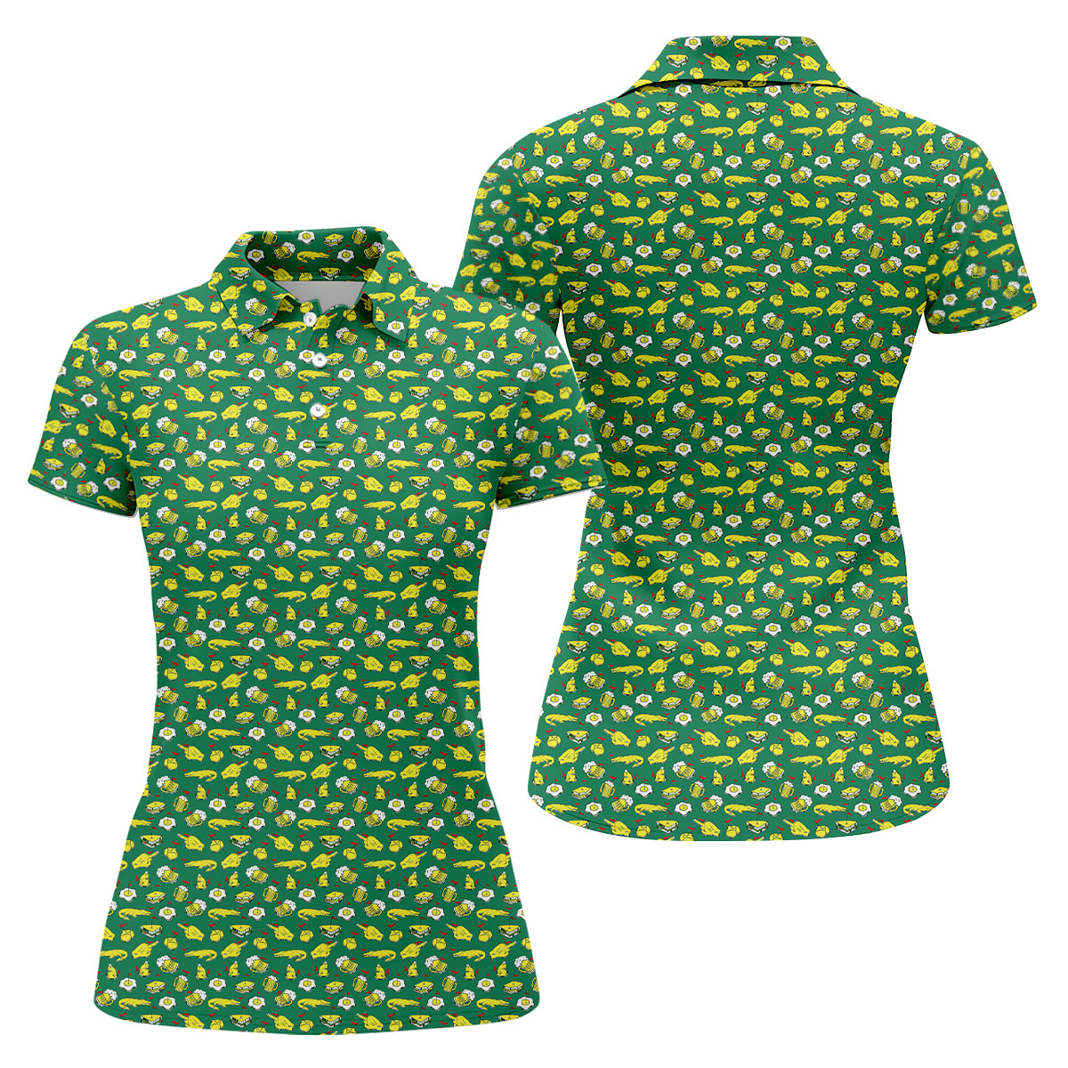 Fried Egg Sandwich Aligator Beer Fun Women's Golf Shirts, Ladies Golf Shirts, Women's Polo Shirt