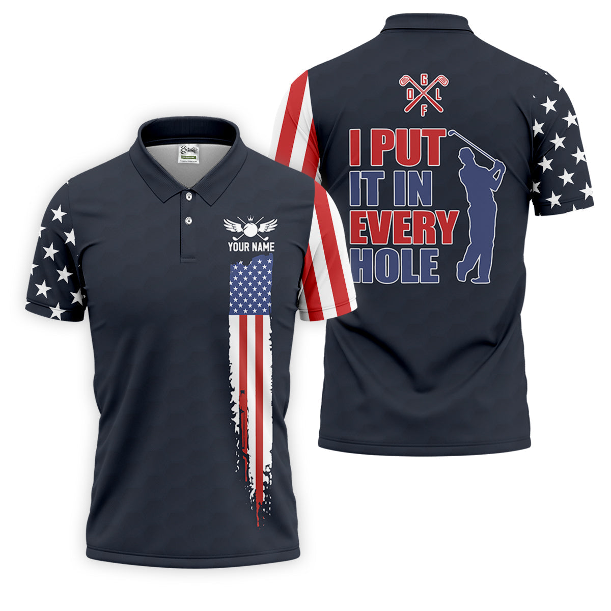 I Put It In Every Hole American Flag Patriot Red White Blue Golf Tops For Men, 250th Anniversary Golf Shirts For Men