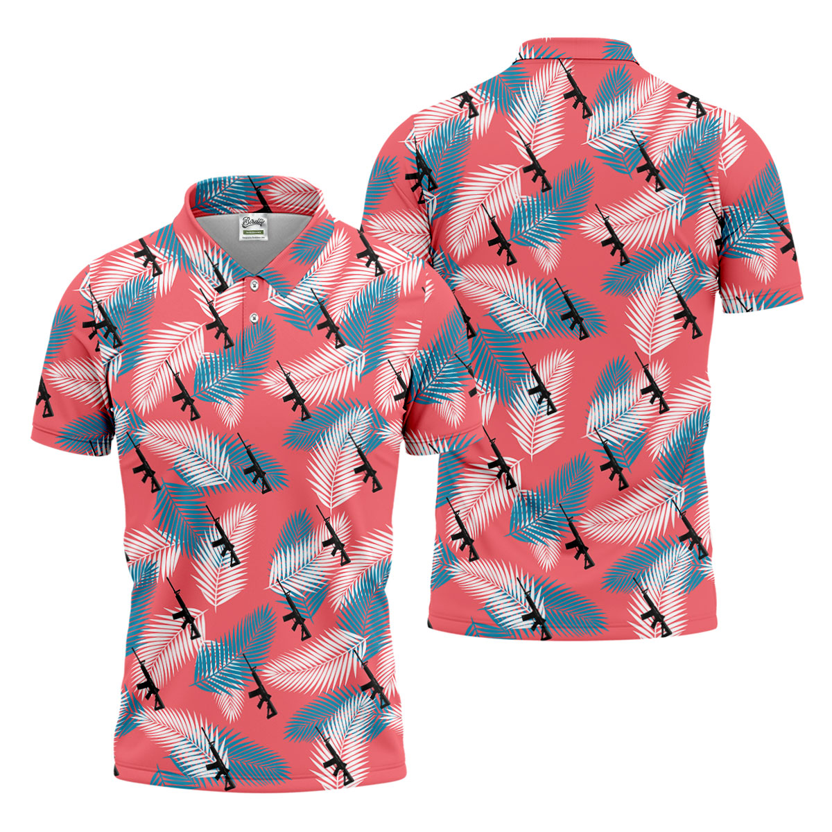Freedom Lifestyle Green And Pink Hawaiian Golf Shirt, Golf Tops For Men, Golf Shirts For Men