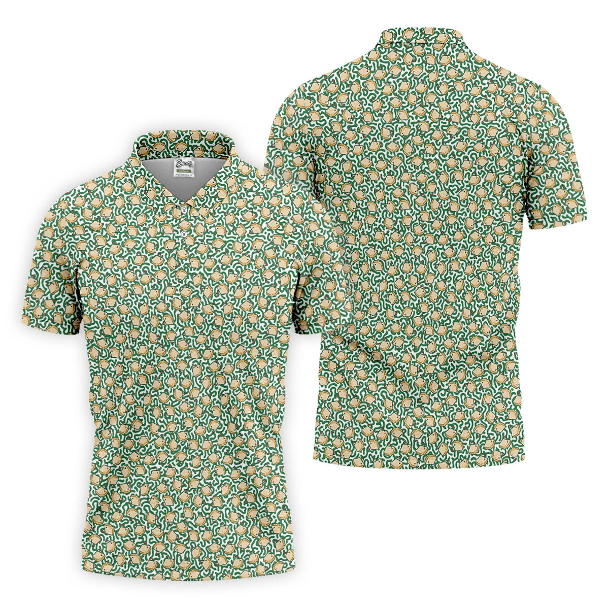 Sandwich Golf Course Seamless Pattern Performance Golf Shirt, Golf Tops For Men, Golf Shirts For Men