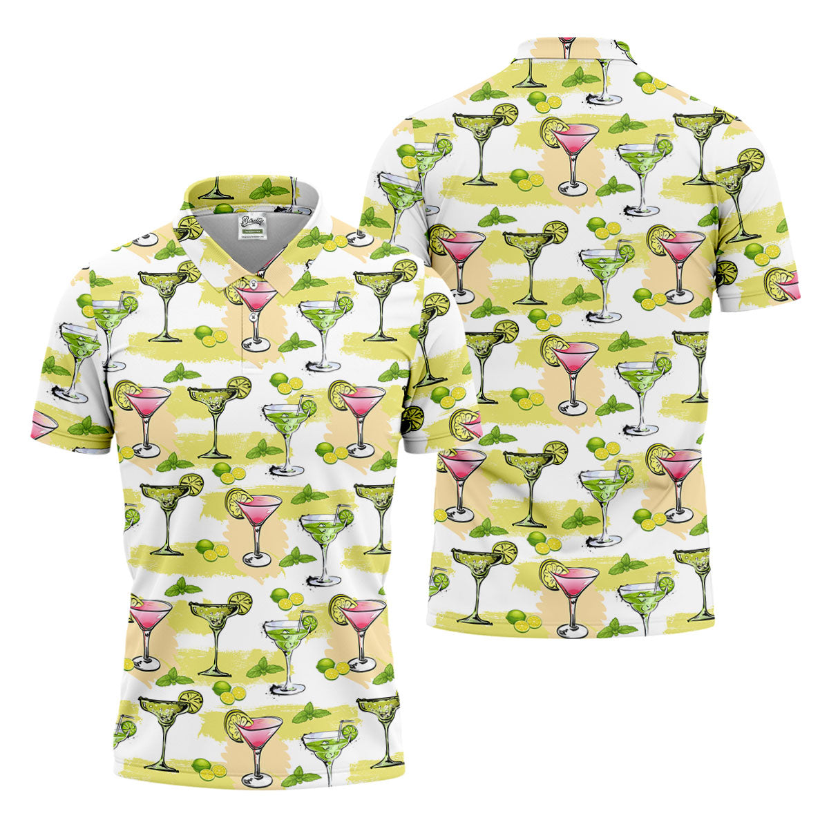 Cocktail Margarita Summer Party Men's Polo ShirtCinco De Mayo Celebration Fiesta Golf Shirt For Men