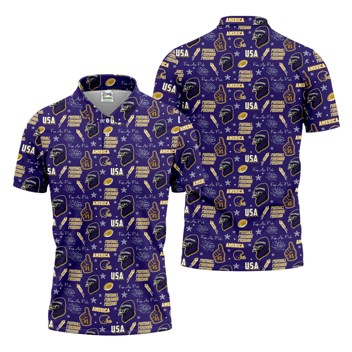 Purple Raven Metallic Gold With Purple Sport Polo, American Football League Gift Ideas For Football Fans