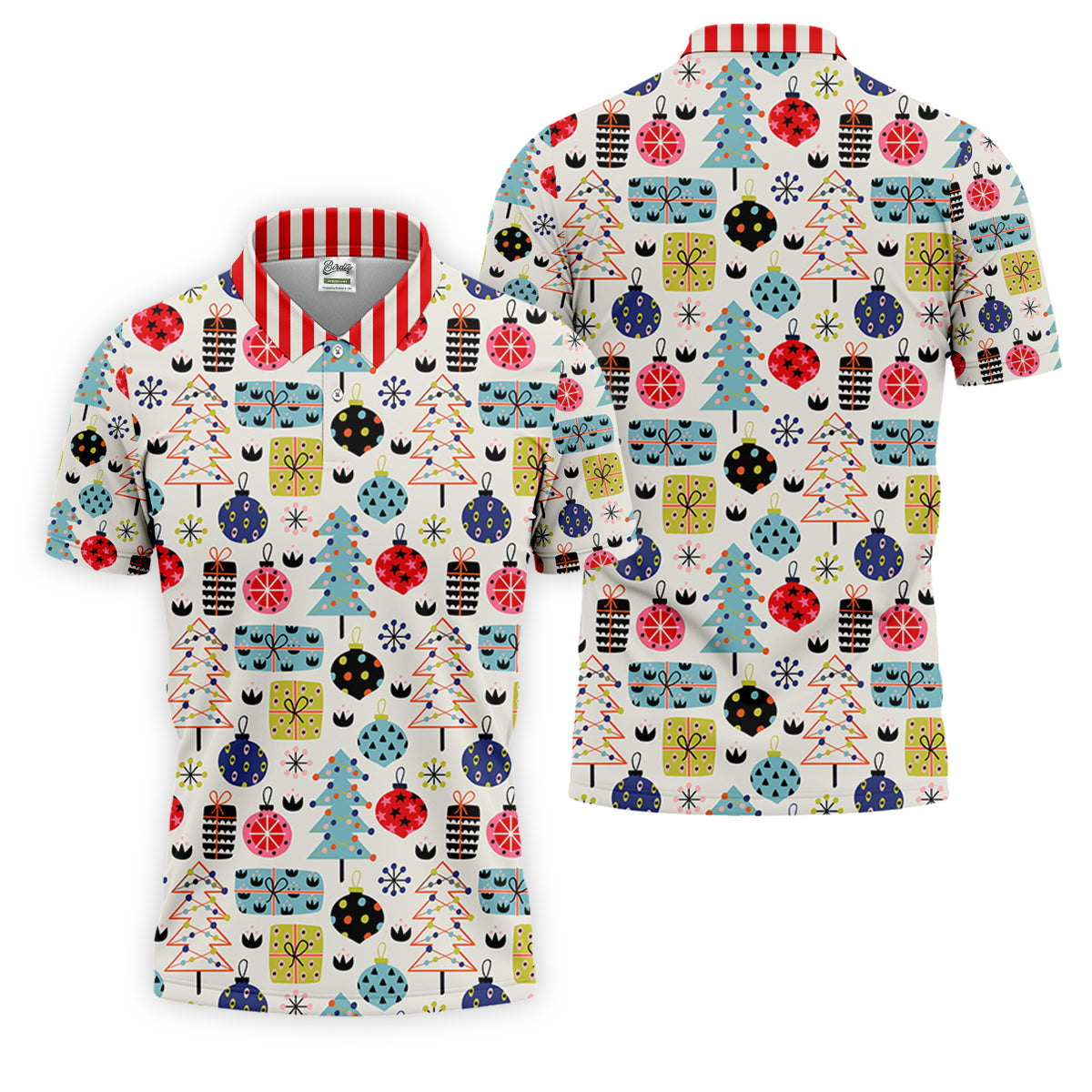 Colorful Christmas Men's Golf Polo Shirtristmas Golf Shirt, Cute Golf Outfit, Golf Gift For Men
