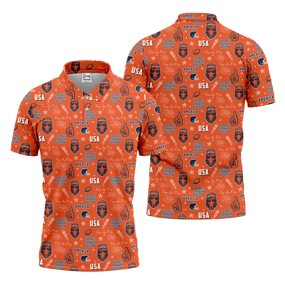 White Horse's Head Orange And Navy Sport Polo, American Football League Gift Ideas For Football Fans