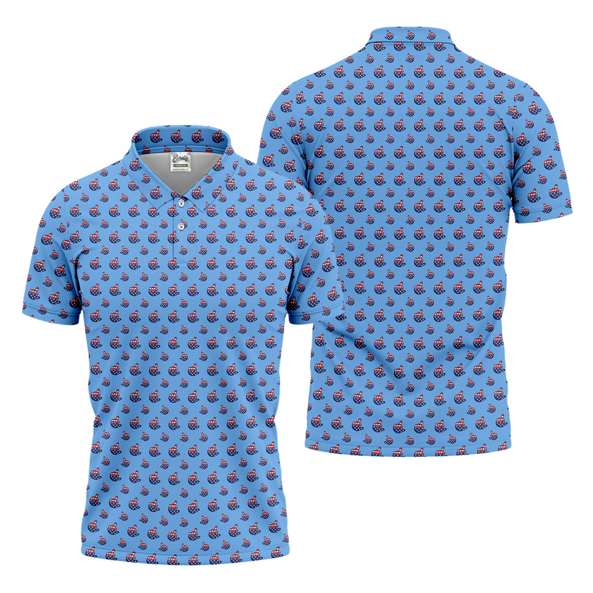 Funny Middle finger US Flag Pattern 250th Anniversary Blue Golf Shirt, 4th Of July Golf Shirts For Men