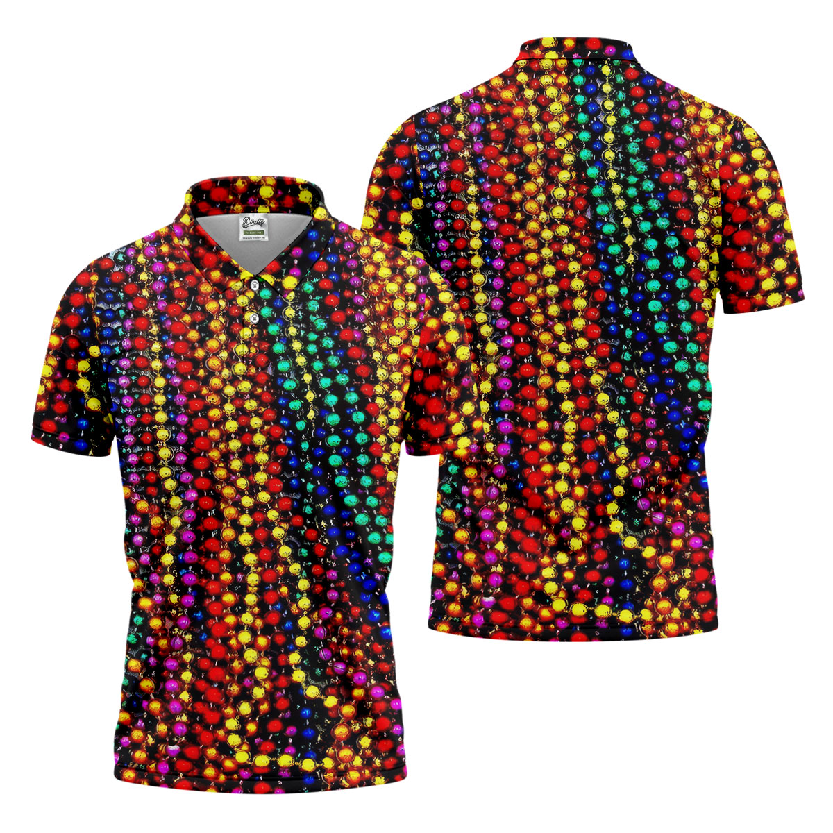 Colorful Beads Mardi Gras Golf Shirt, Golf Tops For Men, Polo ShirtFor Men, Golf Shirts For Men