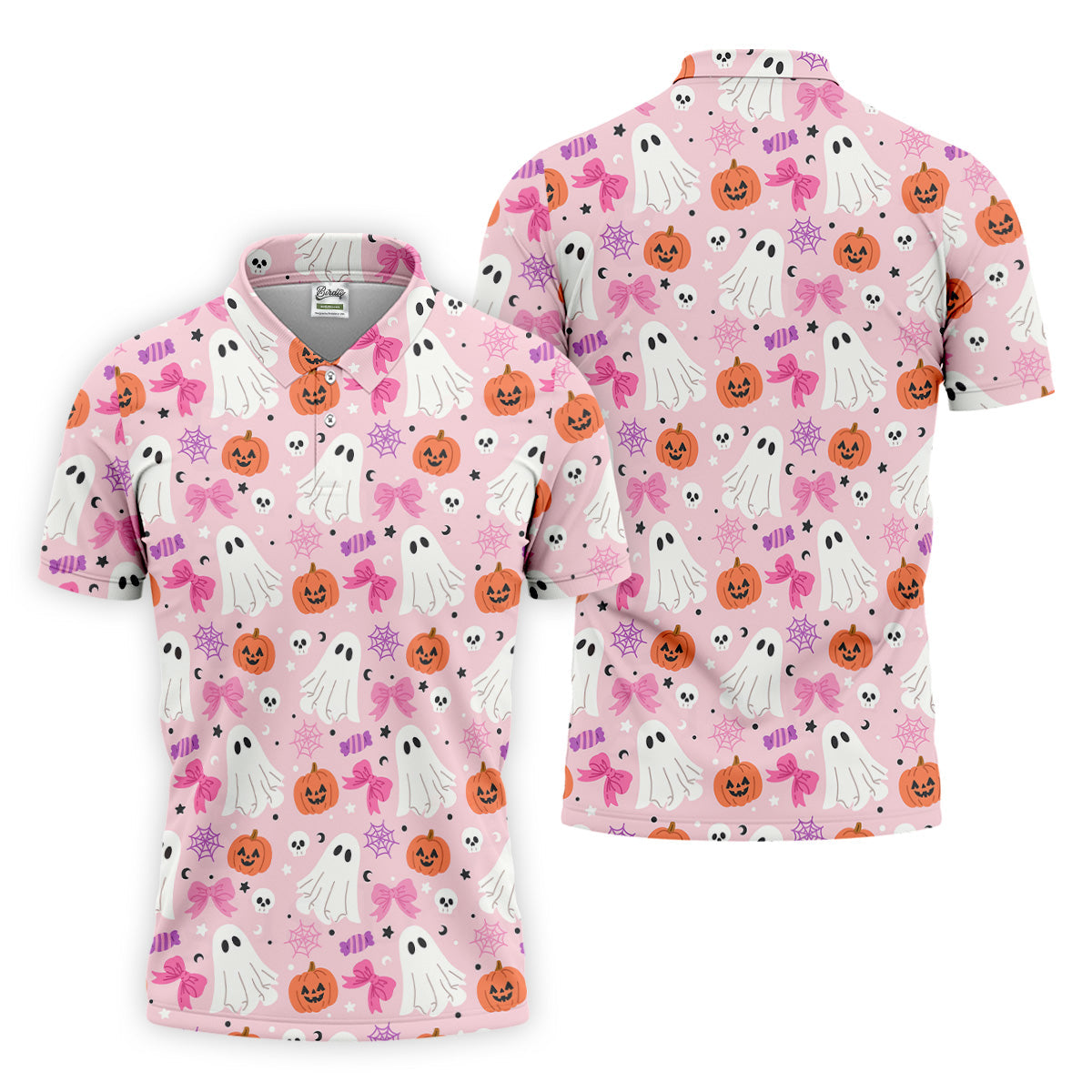 Ghost Coquette Candy Halloween Fun Golf Shirts For Men, Golfing Apparel, Golf Shirts For Men