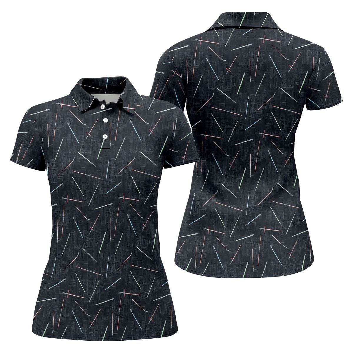 Minimalist Neon Lightsaber Pattern Golf Shirt, Women’s Golf Tops, Performance Golf Shirt