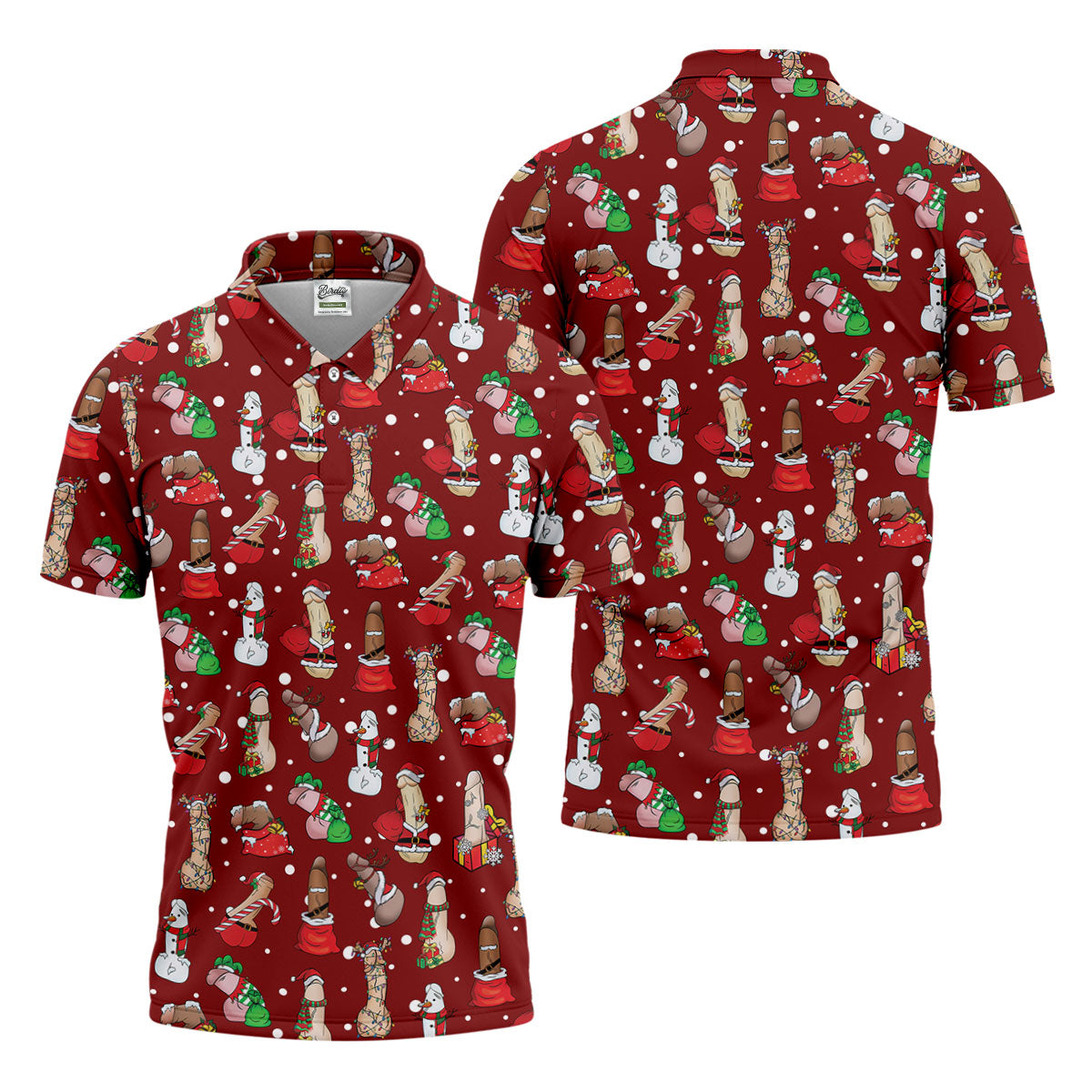 Naughty Santa Hat Christmas Polo Shirt Unique Gift For Golfer, Polo ShirtFor Men, Golf Gift For Men