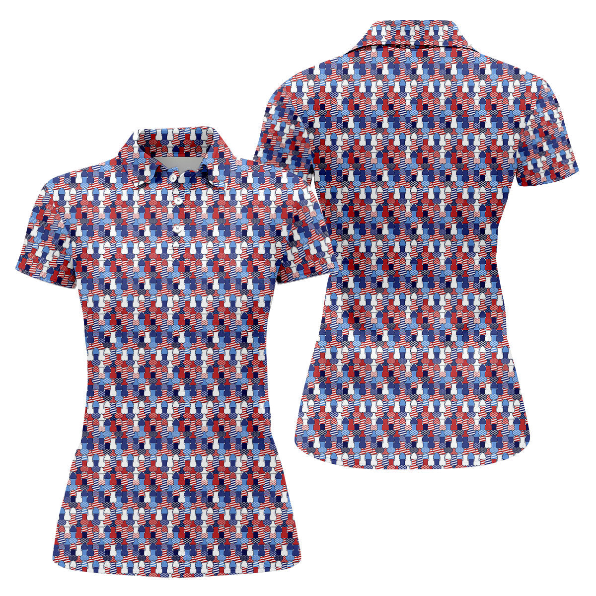 Funny Dirty Red White Blue Patriotic Golf Shirts, Fun Women's Golf Shirts, 250th Anniversary Ladies Golf Shirts