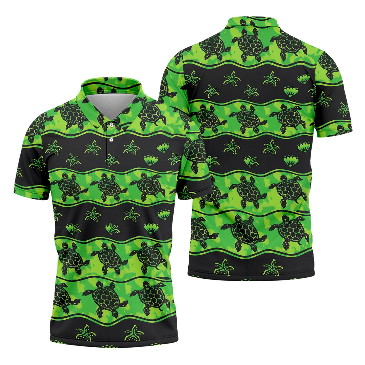 Sea Turtles Sea Creatures Pattern Hawaiian Golf Shirt, Polo Shirtor Men, Golfing Apparel
