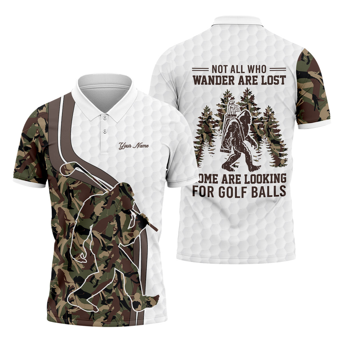 Not All Who Wander Are Lost Bigfoot Camouflage Funny Golf Shirt, Polo Shirtor Men, Golf Shirts For Men