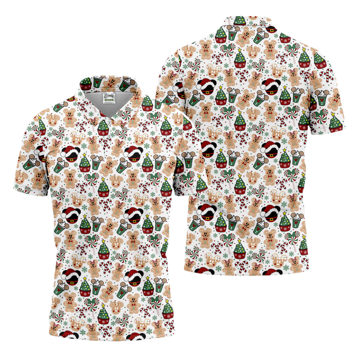 Christmas Sweets Pattern Golf Tops For Men, Cartoon Print Polo Shirt Men, Christmas Golf Shirt, Golfing Apparel