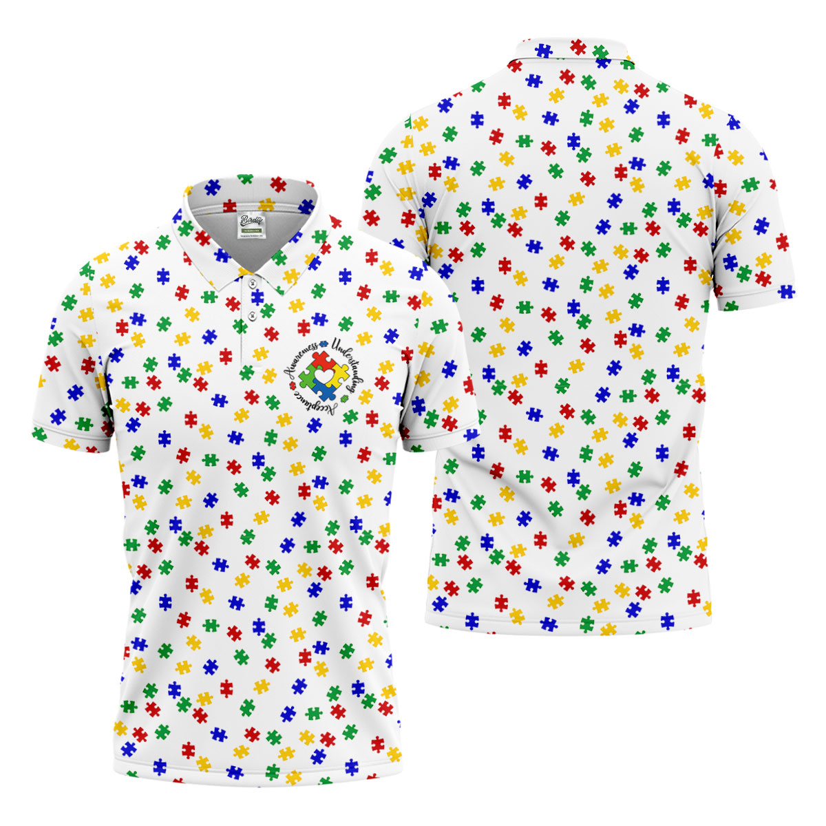 Awareness Understanding Acceptance Autism Puzzle Men's Polo ShirtAutism Awareness Shirt, Golf Shirts For Men
