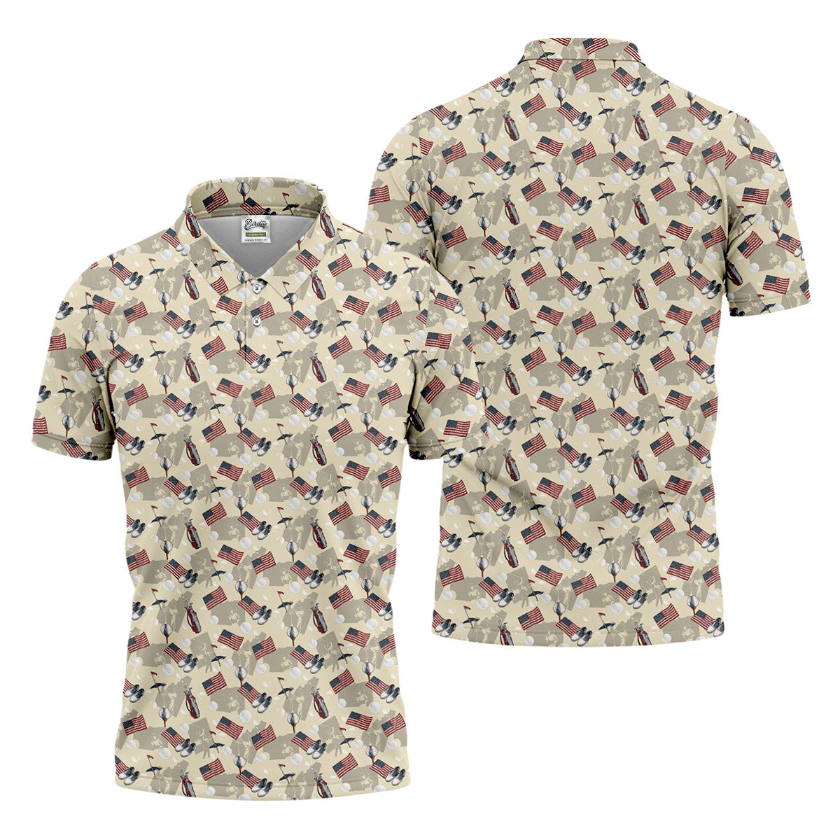American Flag Pattern 250 Celebration Vintage Golf Shirt, Patriotic 4th Of July Golf Shirts For Men