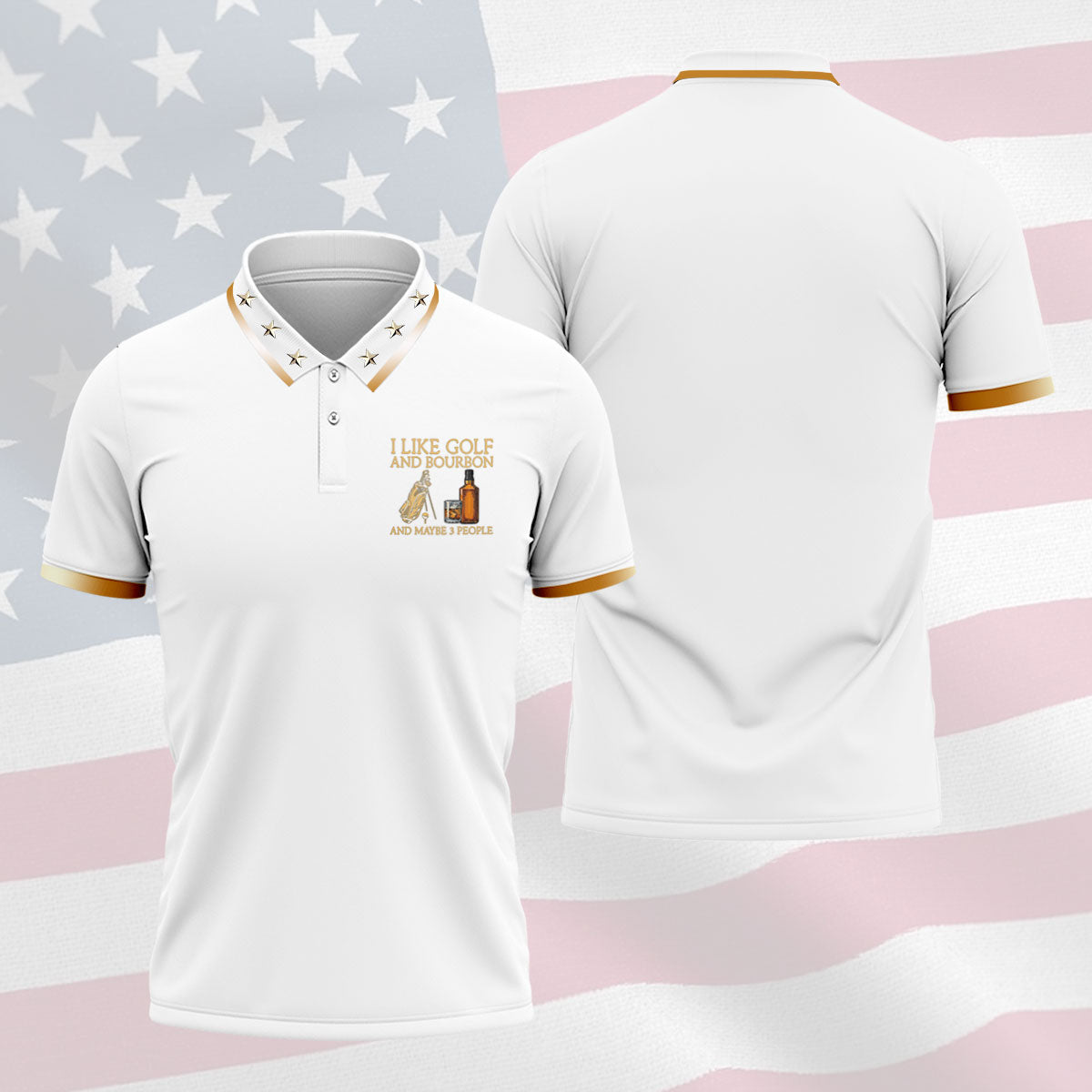 I Like Golf And Bourbon White Golf Shirt, Golf And Whiskey Golf Shirts For Men, Men's Funny Golf Shirts