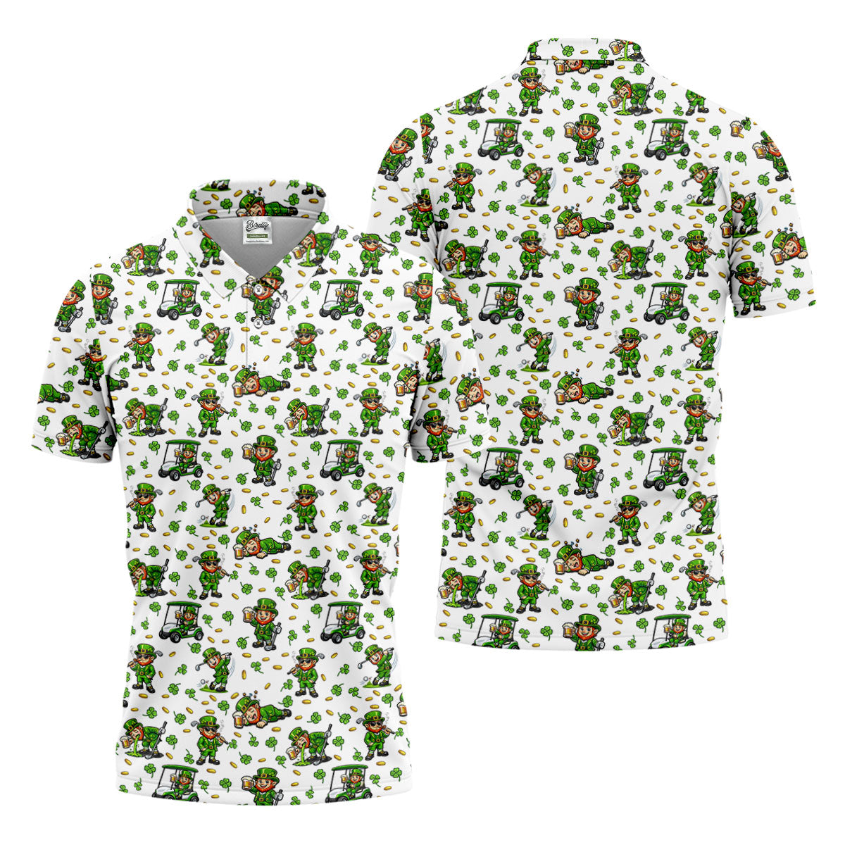 Funny Leprechaun Golf And Beer Shamrocks St Patrick's Day Golf Shirt, Golf Tops For Men, Polo For Men