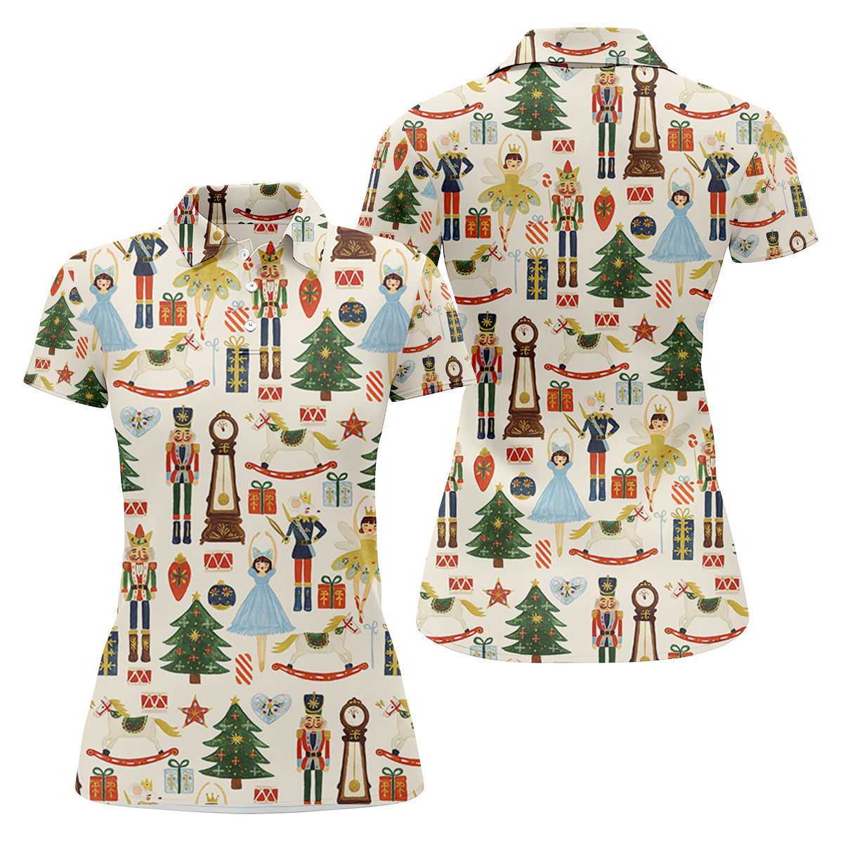 Vintage Nutcracker Christmas Golf Shirt, Women's Golf Tops, Cute Golf Outfit, Golf Gift For Ladies
