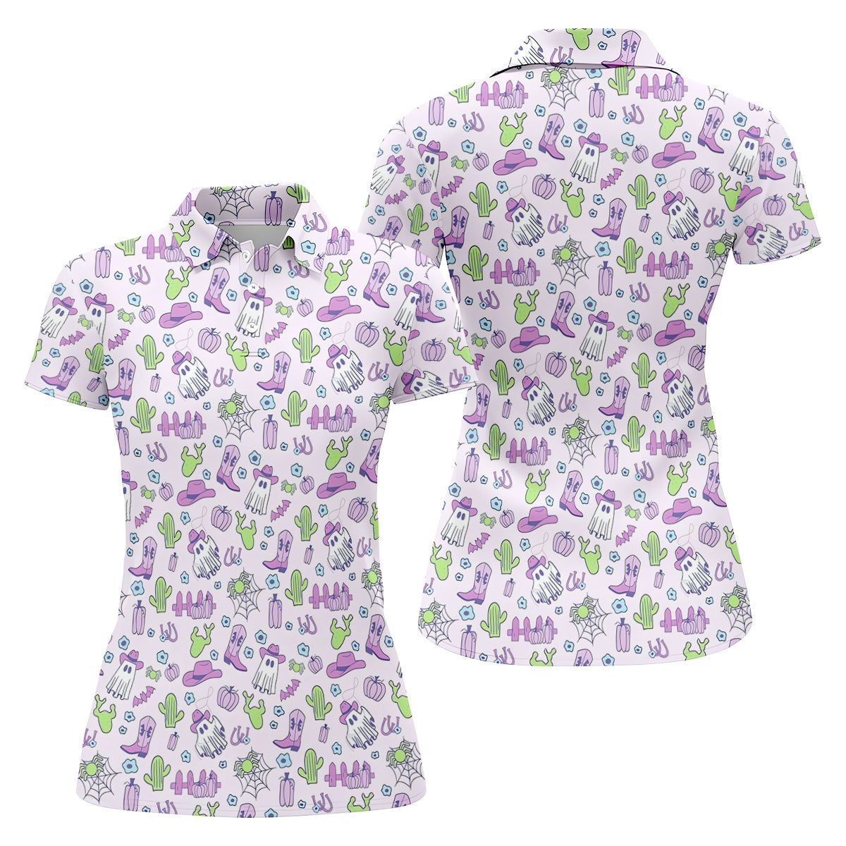 Western Halloween Purple Women Golf Top, Cute Golf Outfit, Ladies Golf Shirts, Golfing Apparel