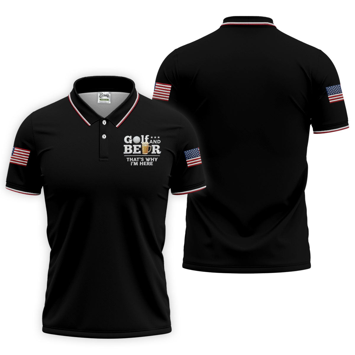 Golf And Beer That's Why I'm Here 250 Years US Flag Golf Shirt, Patriotic 4th Of July Golf Shirts For Men