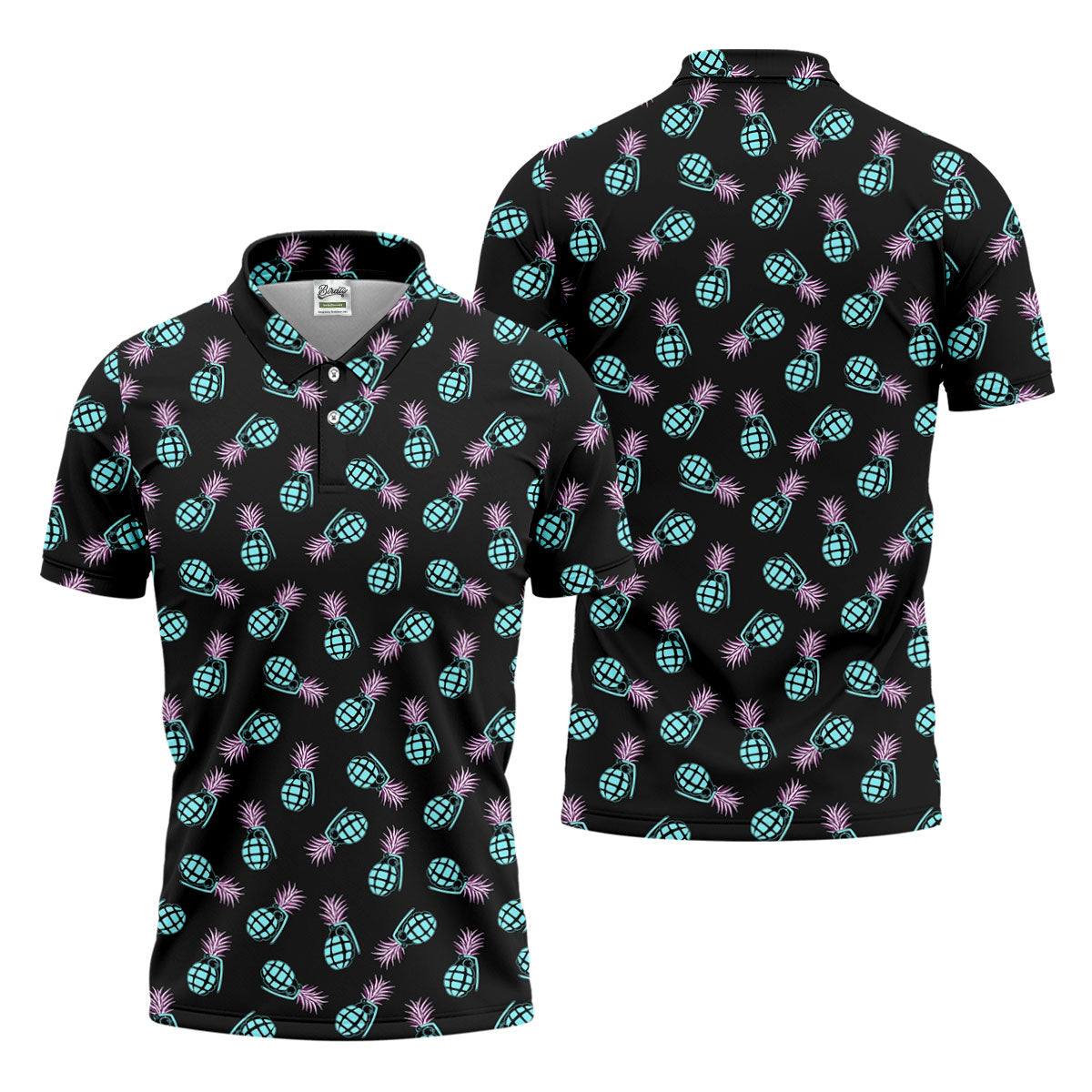 Grenade Pineapple Tropical Golf Shirt, Men's Funny Golf Shirts, Golf Shirts For Men, Polo For Men