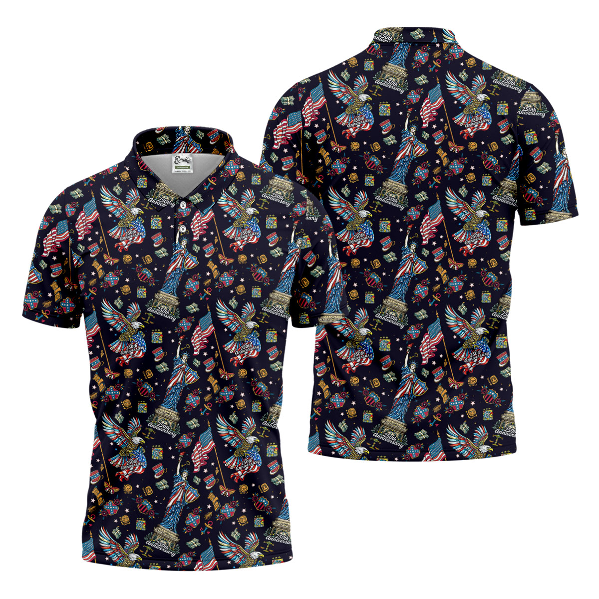 American History Culture Patriotic 4th Of July Golf Shirt, 250th Anniversary Golf Shirts For Men