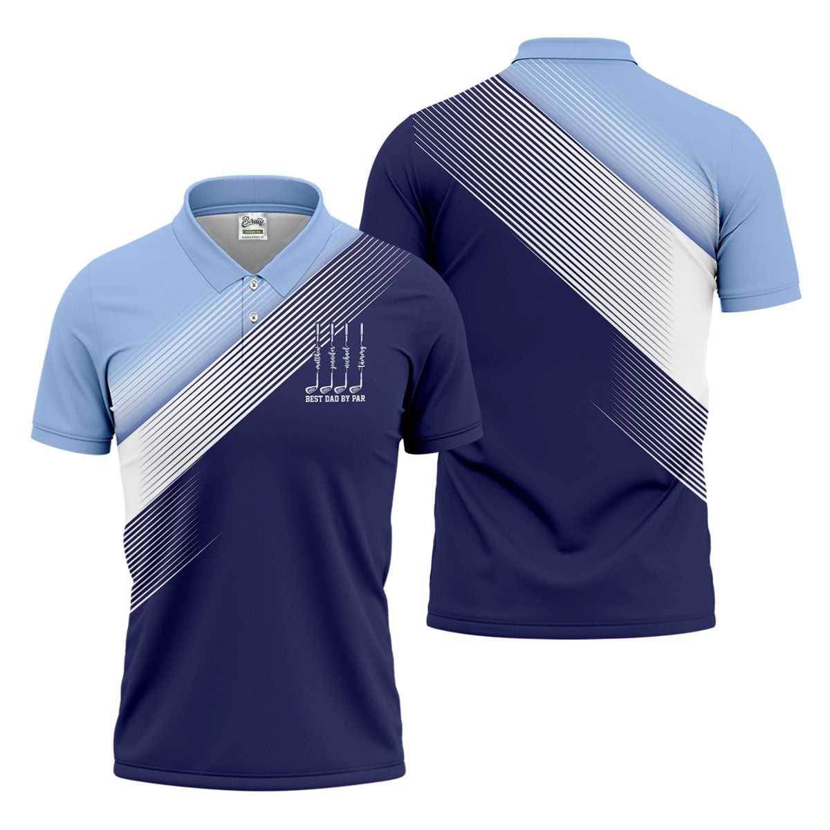 Best Dad By Par Diagonal Striped Father's Day Golf Shirt, Golf Gift For Dad, Polo Shirtor Men