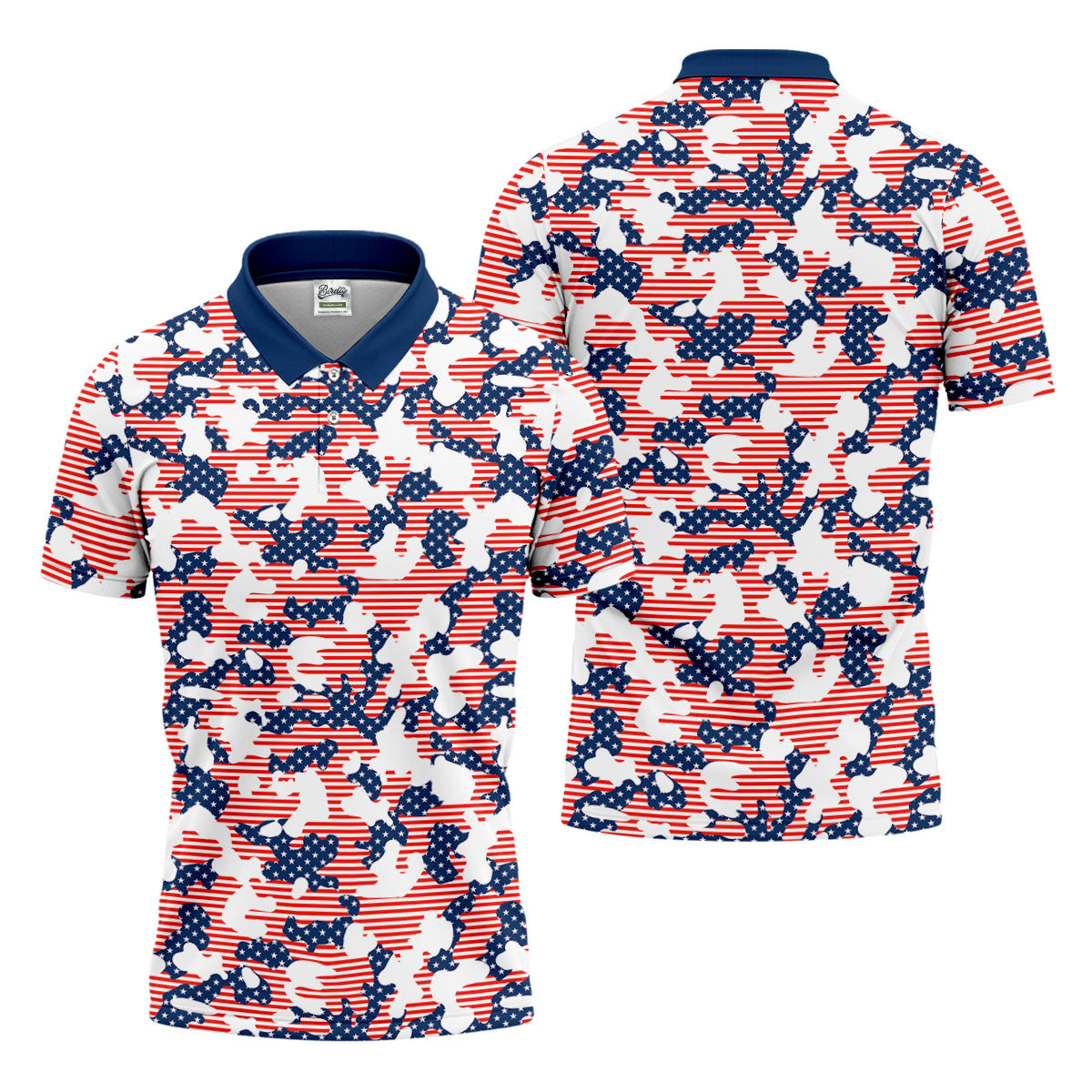 Red White And Blue Camo Patriotic Golf Shirt, 4th Of July Golf Shirt, 250 Celebration Golf Shirts For Men