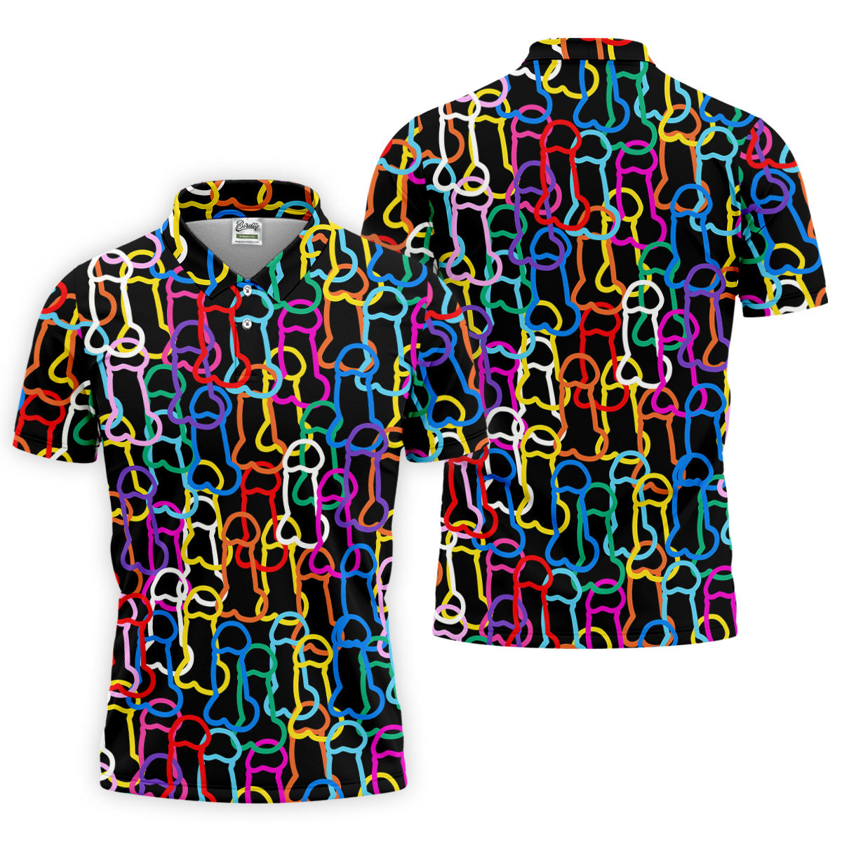 Adult Humor LGBT Rainbow Color Men's Funny Golf Shirts, Pride Month Celebrate Golf Shirts For Men