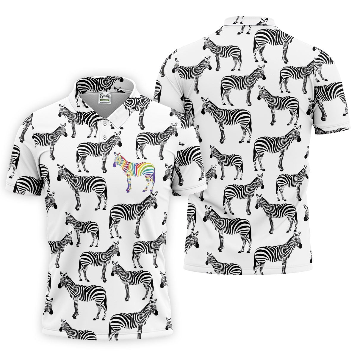 Rainbow Zebra Be Yourself Pride Month Support Golf Tops For Men, LGBT Community Polo Shirt Men