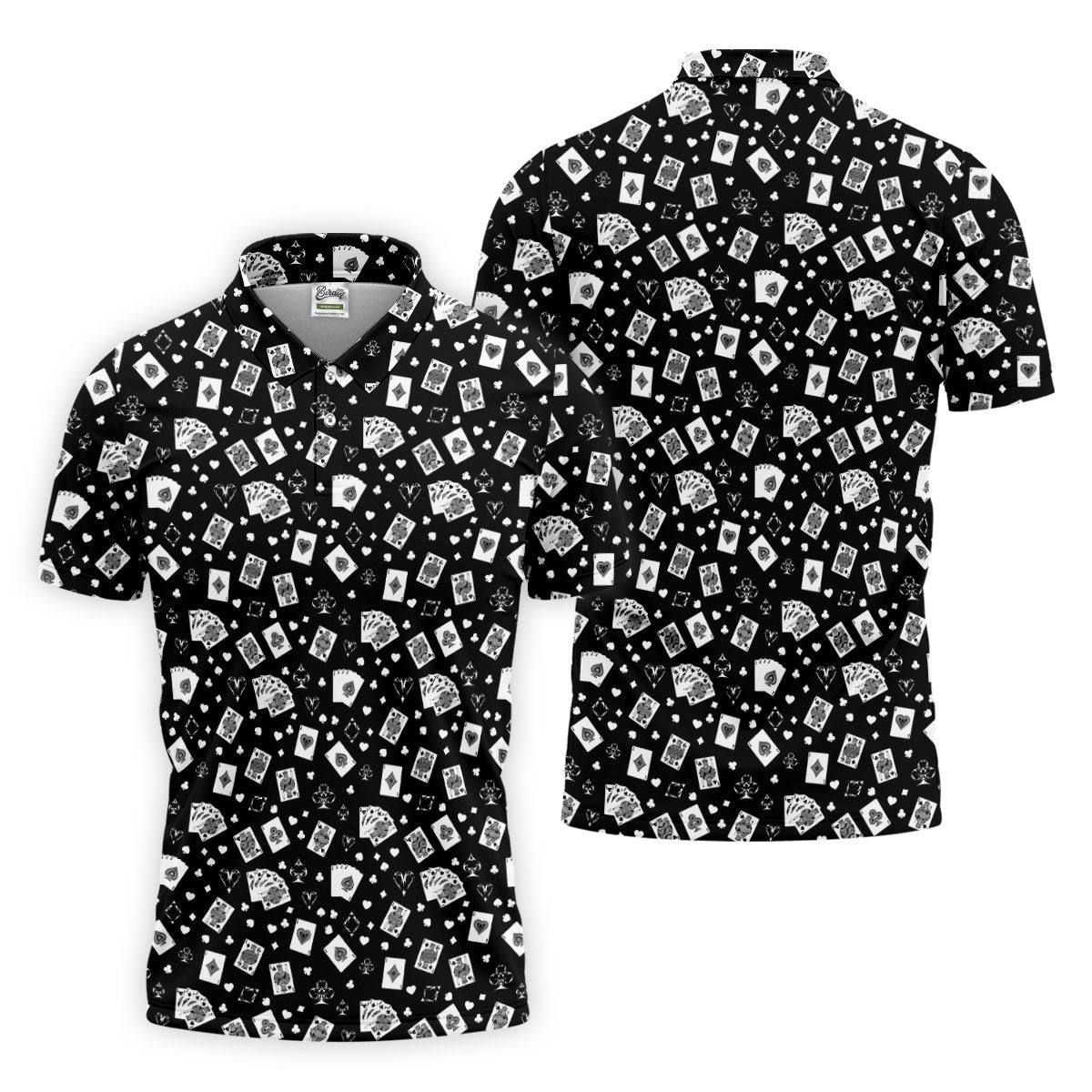 Casino Cards Black Golf Shirt, Golf Tops For Men, Men's Funny Golf Shirts, Golf Shirts For Men