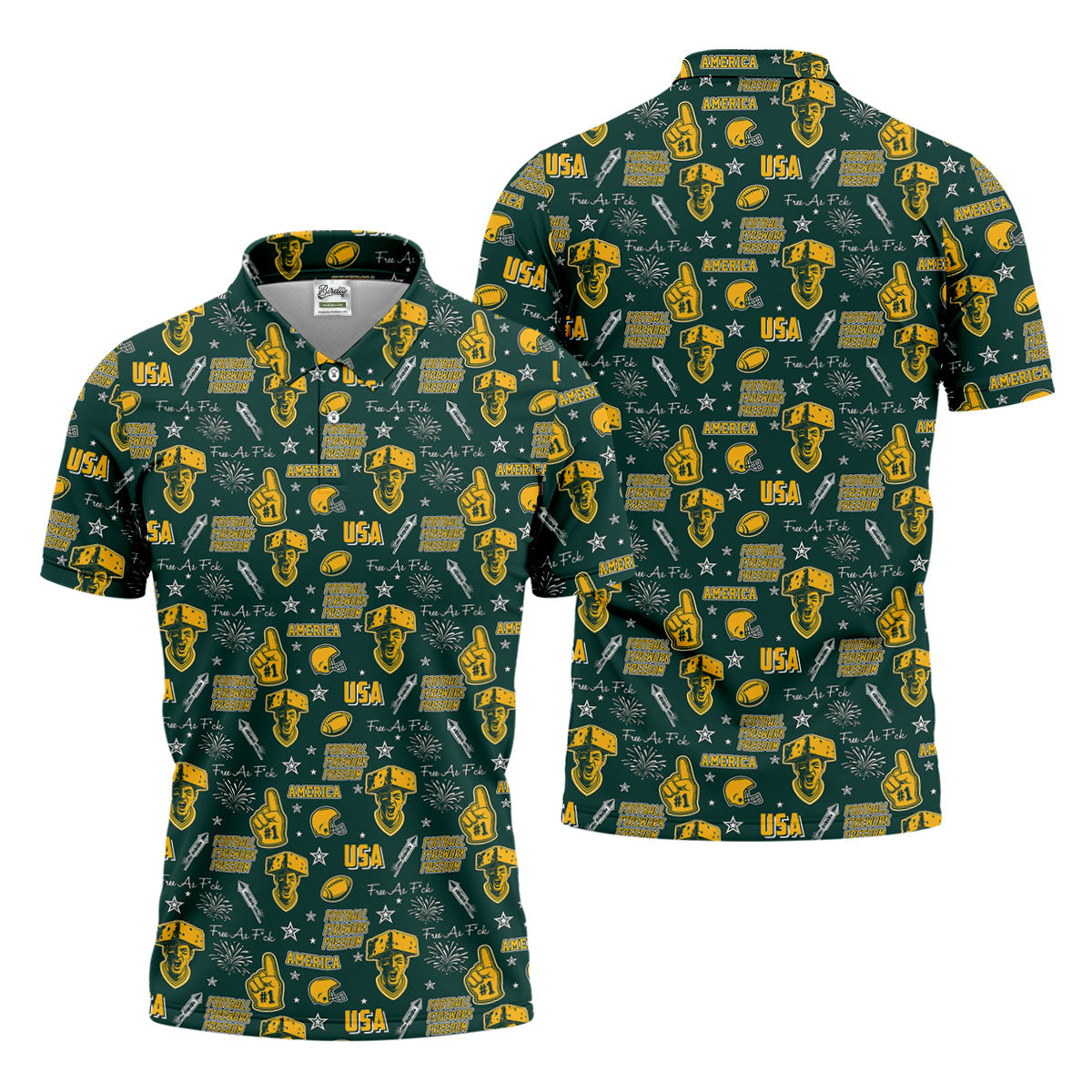 Cheesehead Dark Green And Gold Sport Polo, American Football League Gift Ideas For Football Fans
