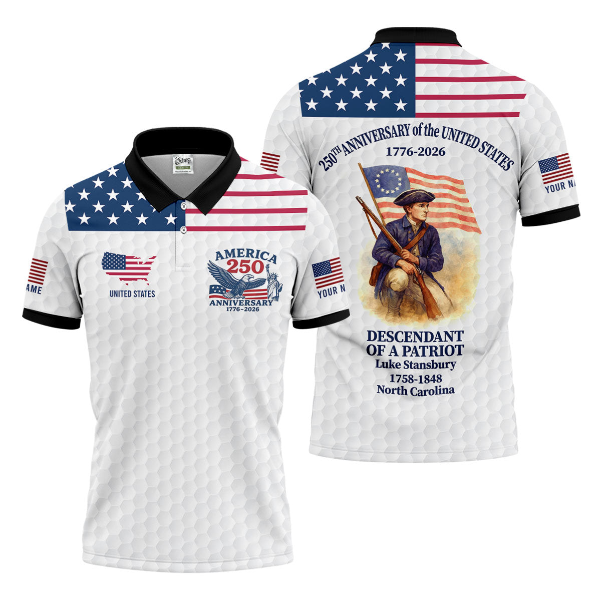 Descendant Of A Patriot Golf Tops For Men, America 250th Anniversary Golf Shirt, Polo Shirt Men