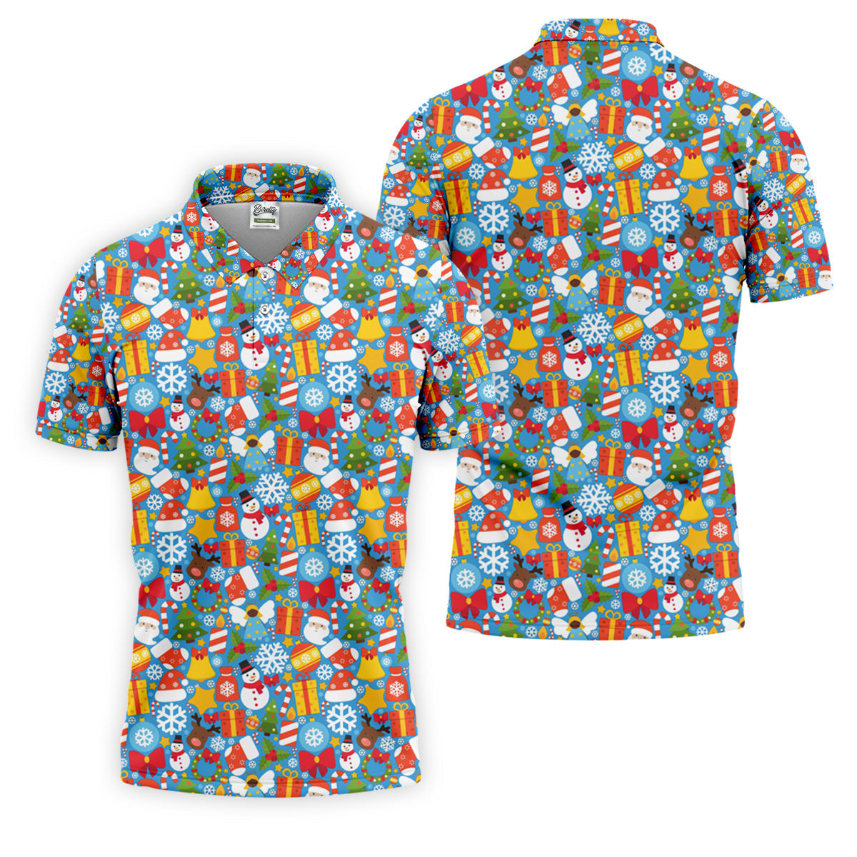 Festive Christmas Blue Golf Shirt, Christmas Golf Shirt, Polo ShirtFor Men, Golf Gift For Men, Golfing Apparel