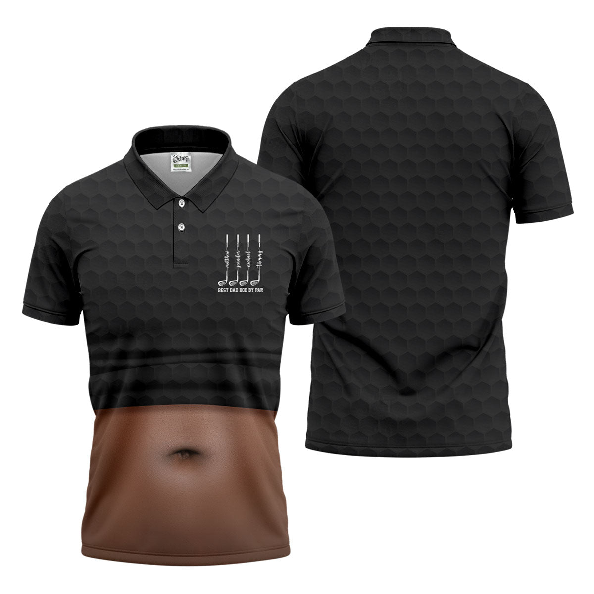 Best Dad Bod By Par Black Men's Funny Golf Polo Shirtr's Day Golf Shirt, Golf Gift For Dad