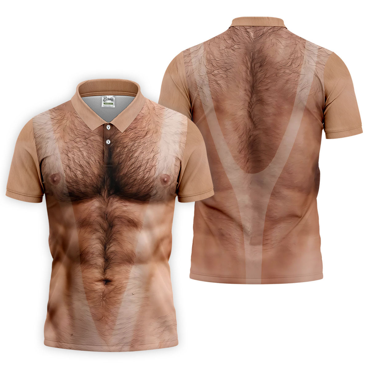Funny Hairy Man Body Illusion Design Hawaiian Golf Shirt, Golf Shirts For Men, Polo Shirts For Men