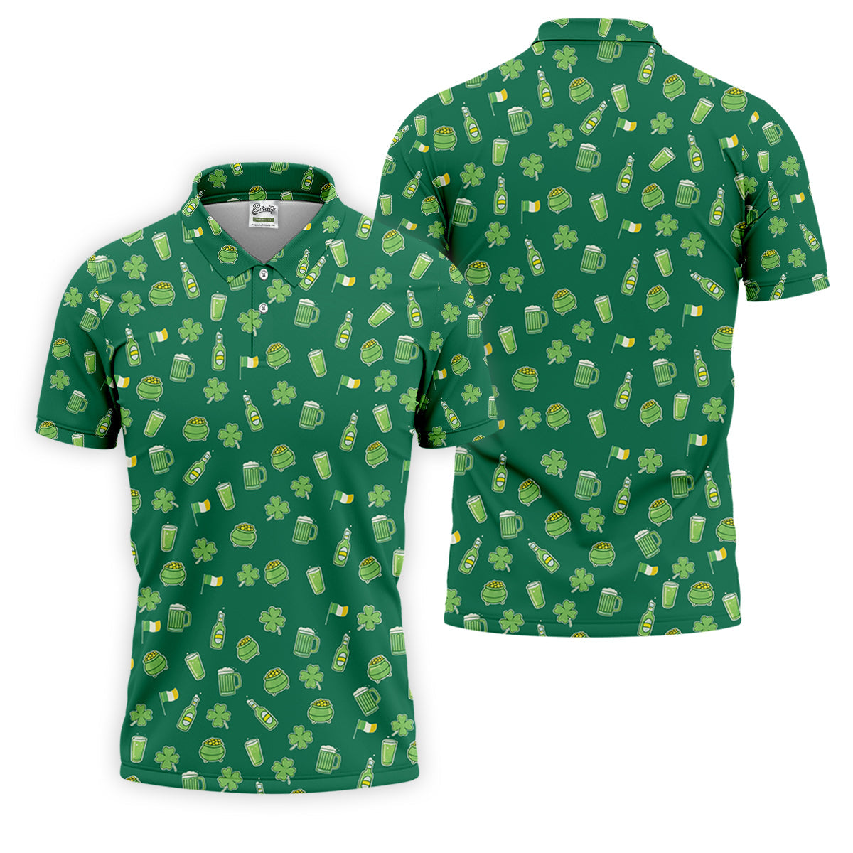 St Patrick's Day Beer Four Leaf Clovers Gold Pots Green Golf Shirt, Polo ShirtFor Men, Golf Shirts For Men