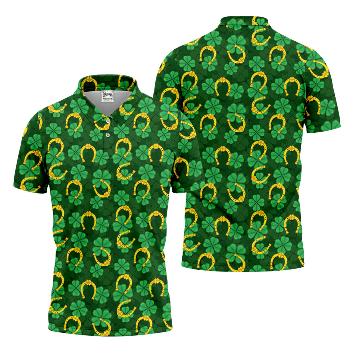 Four Leaf Clovers Golden Horseshoes St Patrick's Day Golf Shirt, Polo ShirtFor Men, Golf Shirts For Men