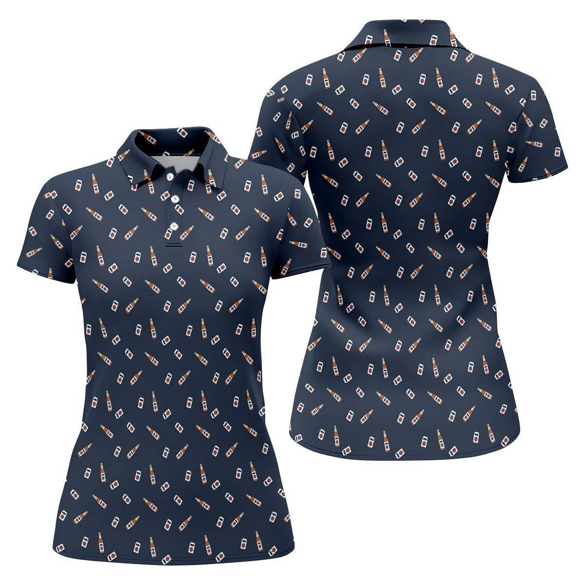 Golf And Beer Navy Golf Shirt, Fun Women's Golf Shirts, Women's Golf Tops, Ladies Golf Shirt