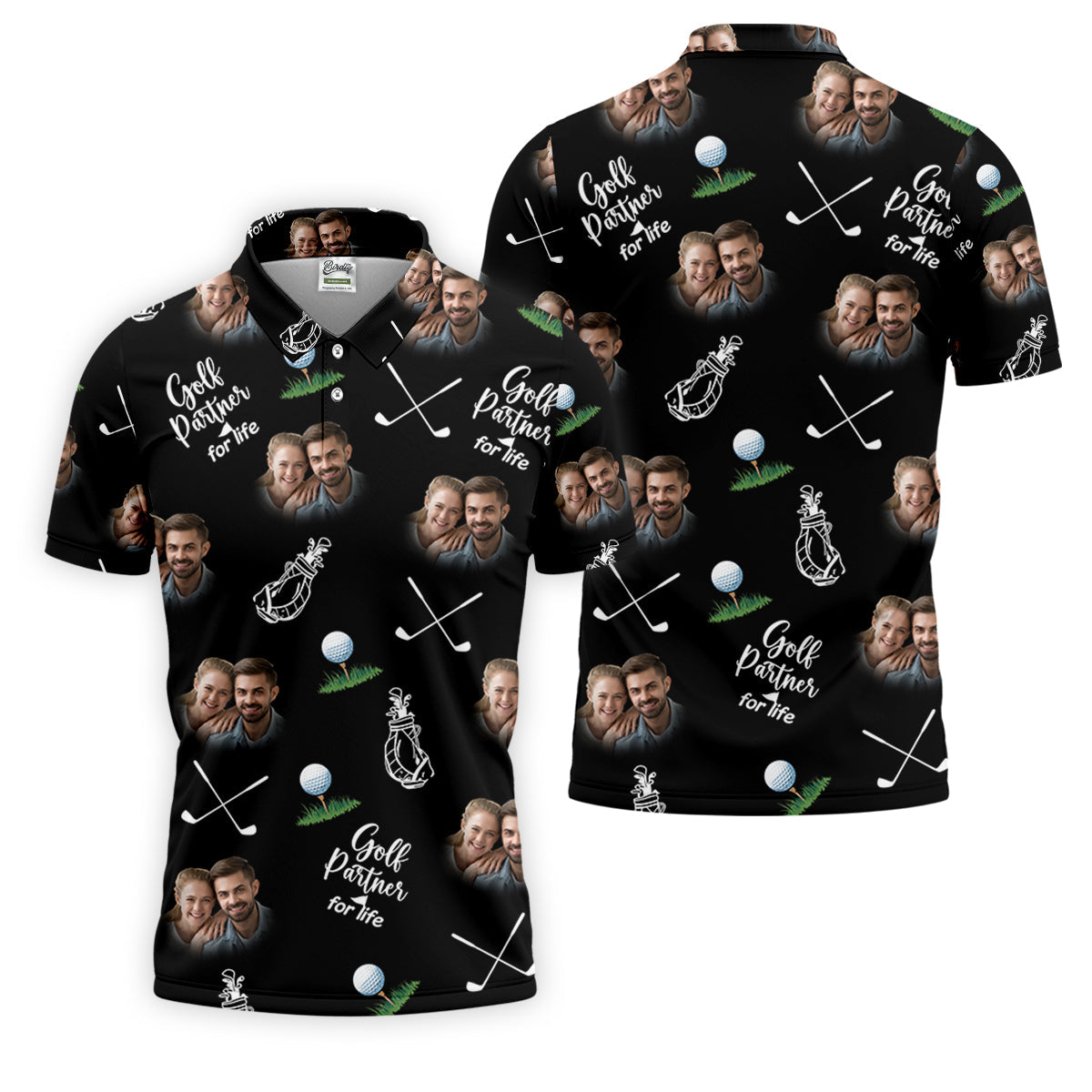 Golf Partner For Life Custom Photo Black Golf Tops For Men, Valentines Golf Gift, Golf Gift For Men